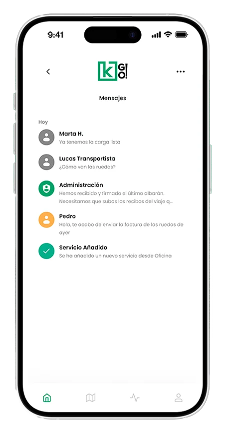 Aplicación de logística con chat