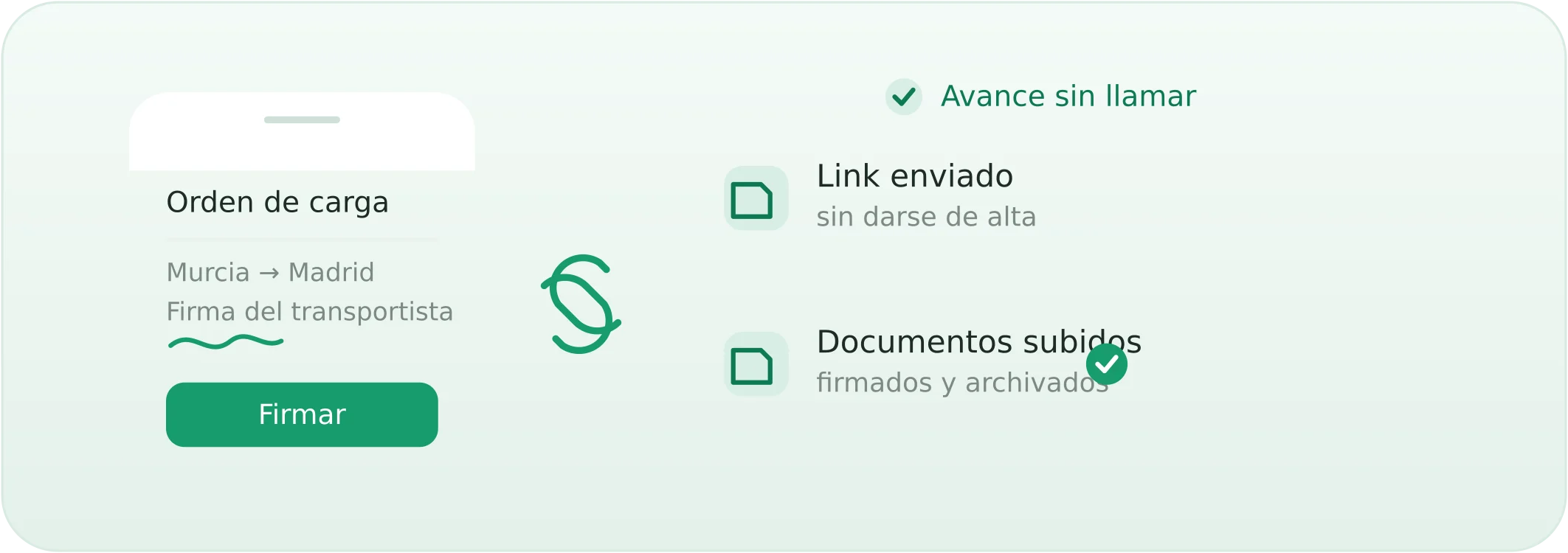 Portal para transportistas subcontratados de KaleidoTrans: orden de carga enviada por link para firmar y subir documentos desde el móvil