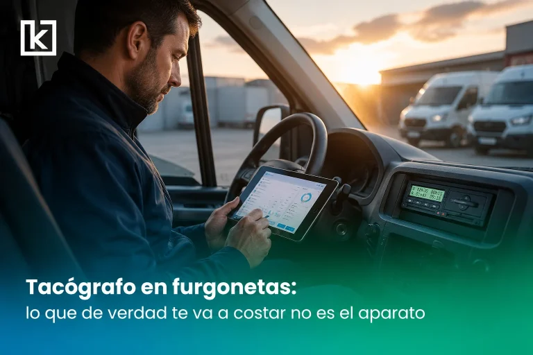 Tacógrafo digital instalado en una furgoneta de transporte internacional
